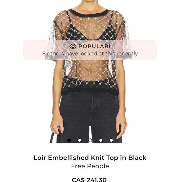 Free People Loir Embellished Top Black Large NWT - Picture 4 of 9
